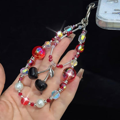 Silver Star & Bow Beaded Chain, Red, Blue