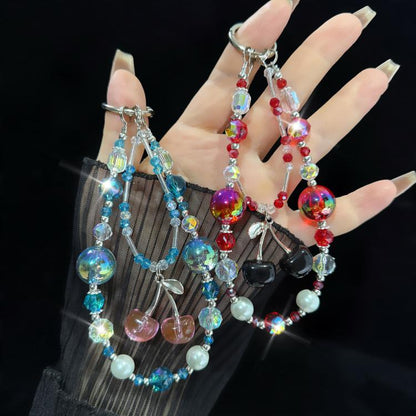 Silver Star & Bow Beaded Chain, Red, Blue