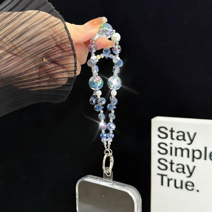 Color-blocked Iridescent Bead Double-Layer Crystal Chain, Orange, Blue