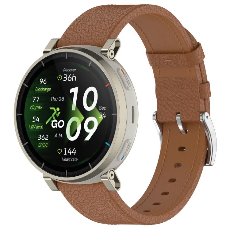 Lychee Grain Pin Buckle Genuine Leather Watch Band, 20mm, 22mm