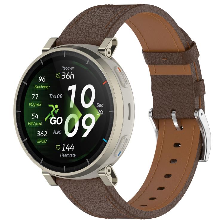 Lychee Grain Pin Buckle Genuine Leather Watch Band, 20mm, 22mm