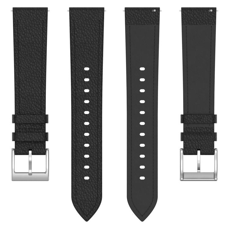 Lychee Grain Pin Buckle Genuine Leather Watch Band, 20mm, 22mm