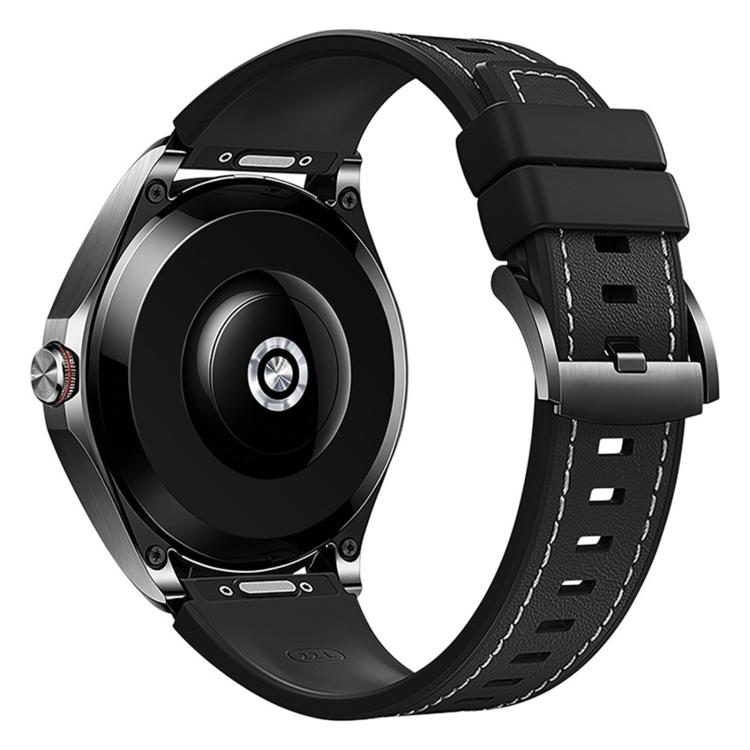 Press Button Quick Release Leather Hybrid Silicone Watch Band, 22mm