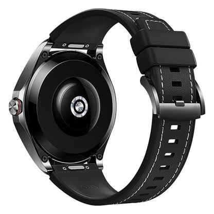 Press Button Quick Release Leather Hybrid Silicone Watch Band, 22mm