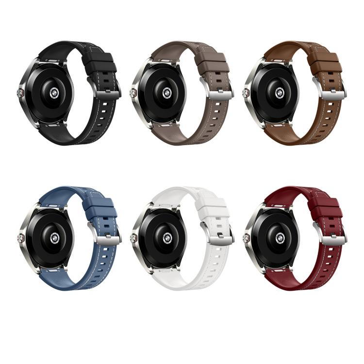 Press Button Quick Release Leather Hybrid Silicone Watch Band, 22mm