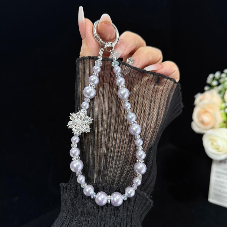 Snowflake Pearl Crystal Chain, White, Orange, Silver, Pink, Purple