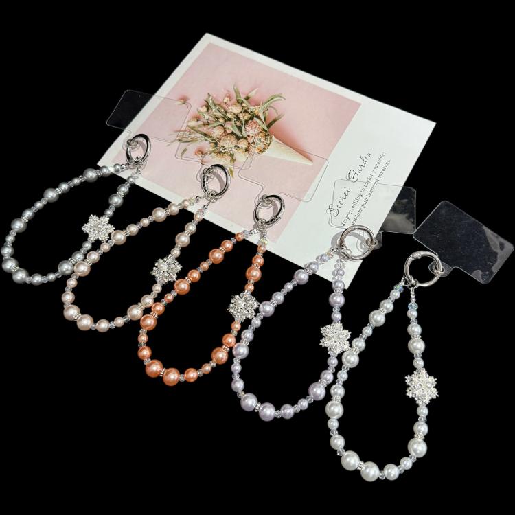 Snowflake Pearl Crystal Chain, White, Orange, Silver, Pink, Purple
