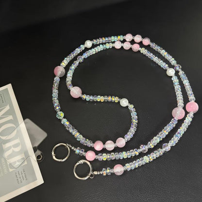 Misty Moonlight Beaded Crossbody Crystal Chain, Pink, Blue, White