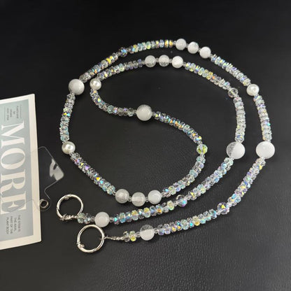 Misty Moonlight Beaded Crossbody Crystal Chain, Pink, Blue, White