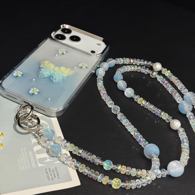 Misty Moonlight Beaded Crossbody Crystal Chain, Pink, Blue, White