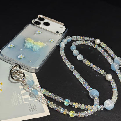 Misty Moonlight Beaded Crossbody Crystal Chain, Pink, Blue, White