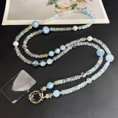 Misty Moonlight Beaded Crossbody Crystal Chain, Pink, Blue, White