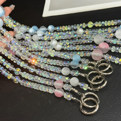 Misty Moonlight Beaded Crossbody Crystal Chain, Pink, Blue, White