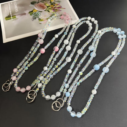 Misty Moonlight Beaded Crossbody Crystal Chain, Pink, Blue, White