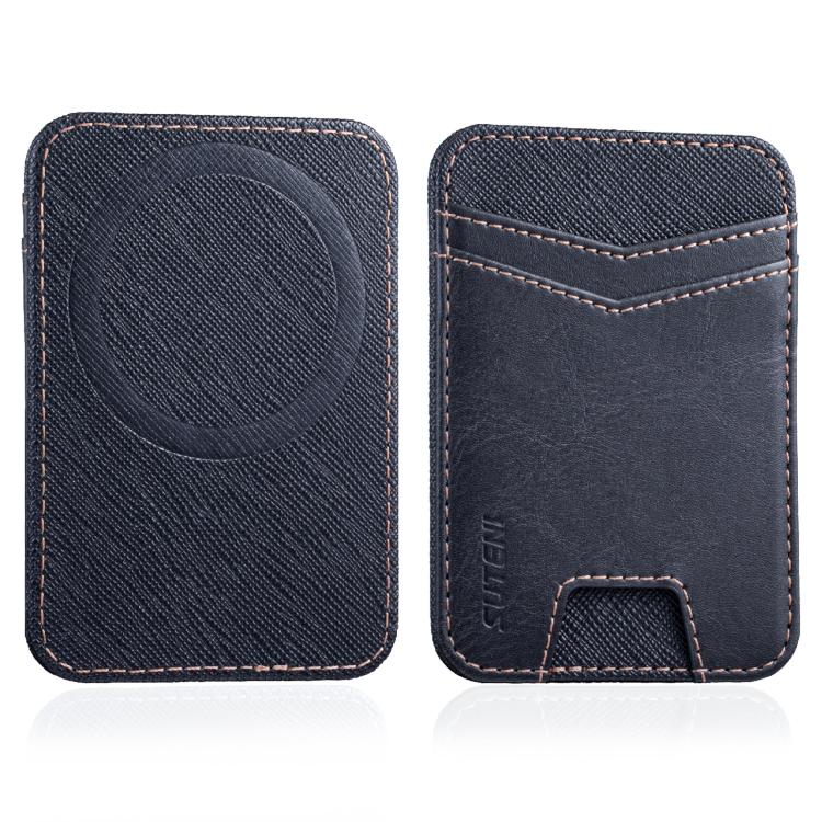 Suteni S7 Oil-Wax Striped Cross-Sectional Thin Magnetic Card Holder