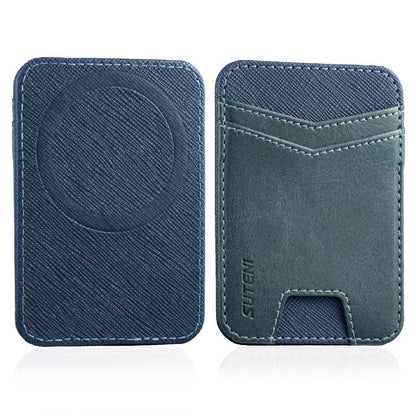 Suteni S7 Oil-Wax Striped Cross-Sectional Thin Magnetic Card Holder