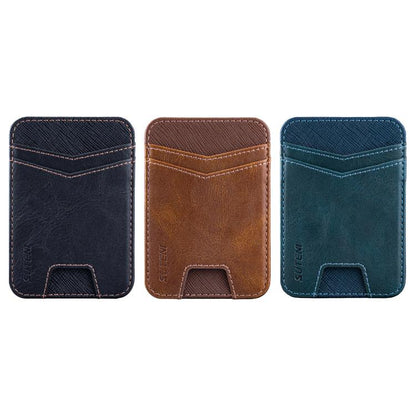 Suteni S7 Oil-Wax Striped Cross-Sectional Thin Magnetic Card Holder