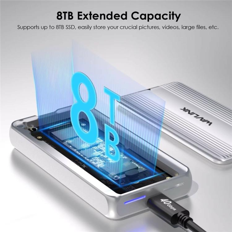 WAVLINK ST406C 40Gbps Aluminum Alloy Hard Drive Case Support M.2 2280 / 2260 / 2242 / 2230 USB4, ST406C