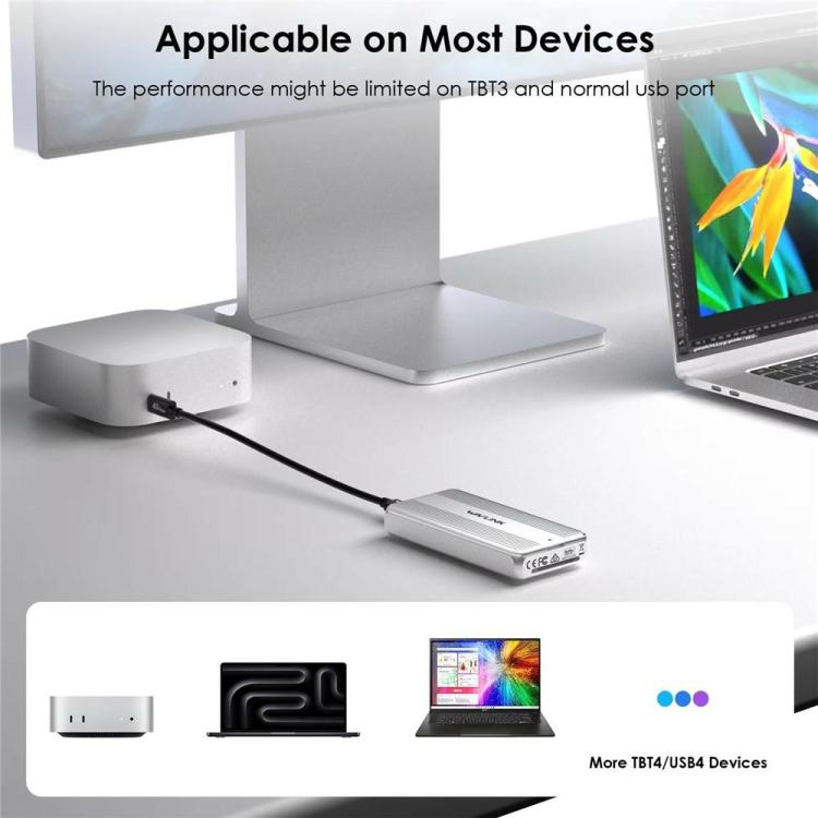 WAVLINK ST406C 40Gbps Aluminum Alloy Hard Drive Case Support M.2 2280 / 2260 / 2242 / 2230 USB4, ST406C