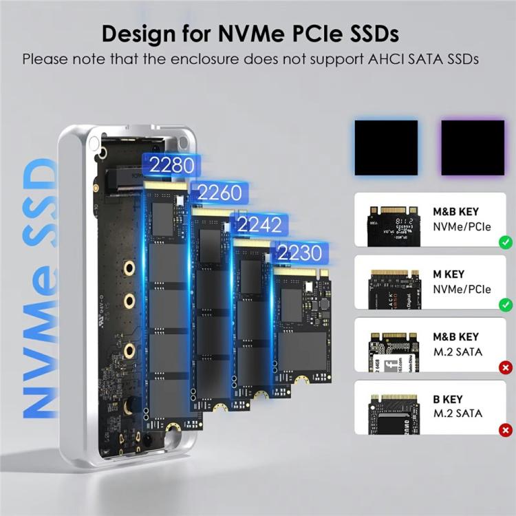 WAVLINK ST406C 40Gbps Aluminum Alloy Hard Drive Case Support M.2 2280 / 2260 / 2242 / 2230 USB4, ST406C