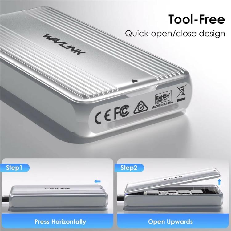 WAVLINK ST406C 40Gbps Aluminum Alloy Hard Drive Case Support M.2 2280 / 2260 / 2242 / 2230 USB4, ST406C