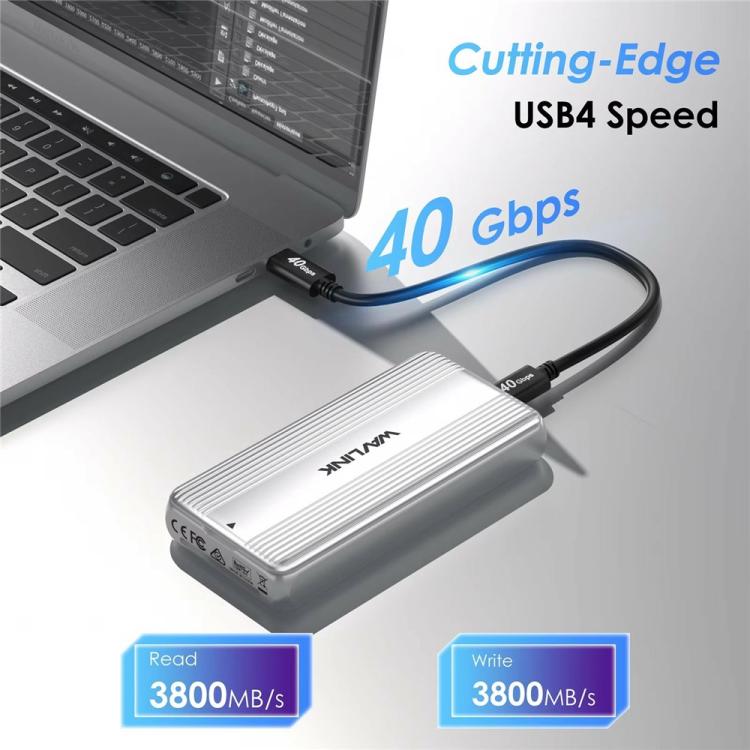 WAVLINK ST406C 40Gbps Aluminum Alloy Hard Drive Case Support M.2 2280 / 2260 / 2242 / 2230 USB4, ST406C