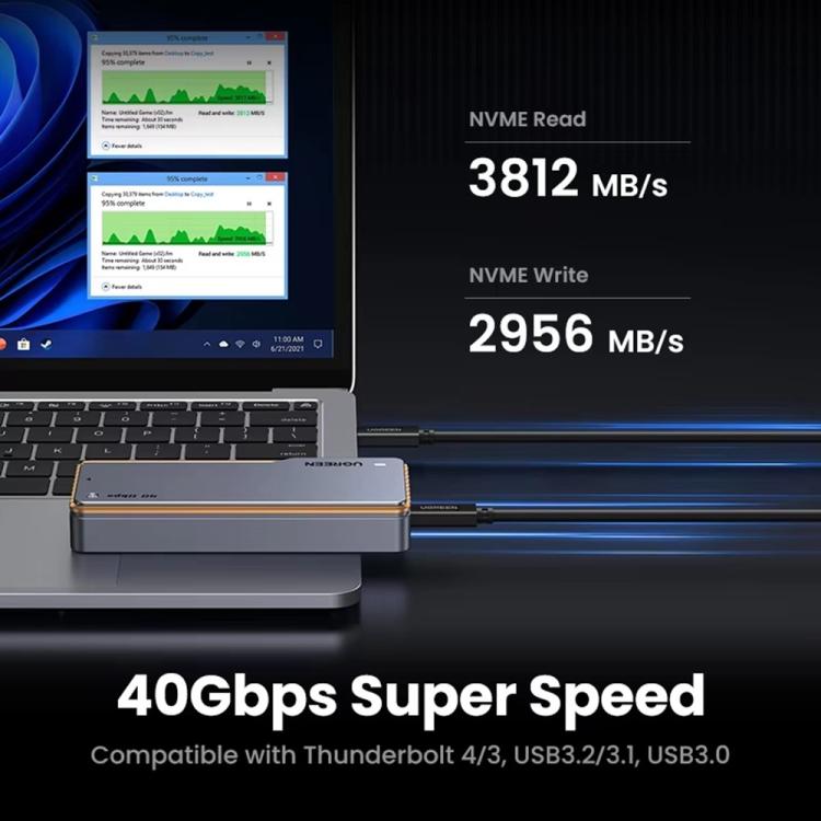 UGREEN CM642-15976 40Gbps M.2 NVMe Hard Disk Case USB 4.0 SSD Enclosure Case with Turbofan, CM642-15976