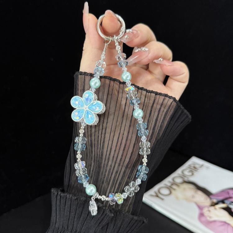 Iridescent Faceted Cherry Blossom Beaded Crystal Chain, Pink, Blue, Multicolor