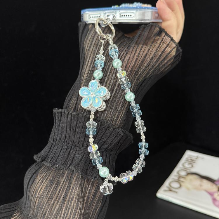 Iridescent Faceted Cherry Blossom Beaded Crystal Chain, Pink, Blue, Multicolor