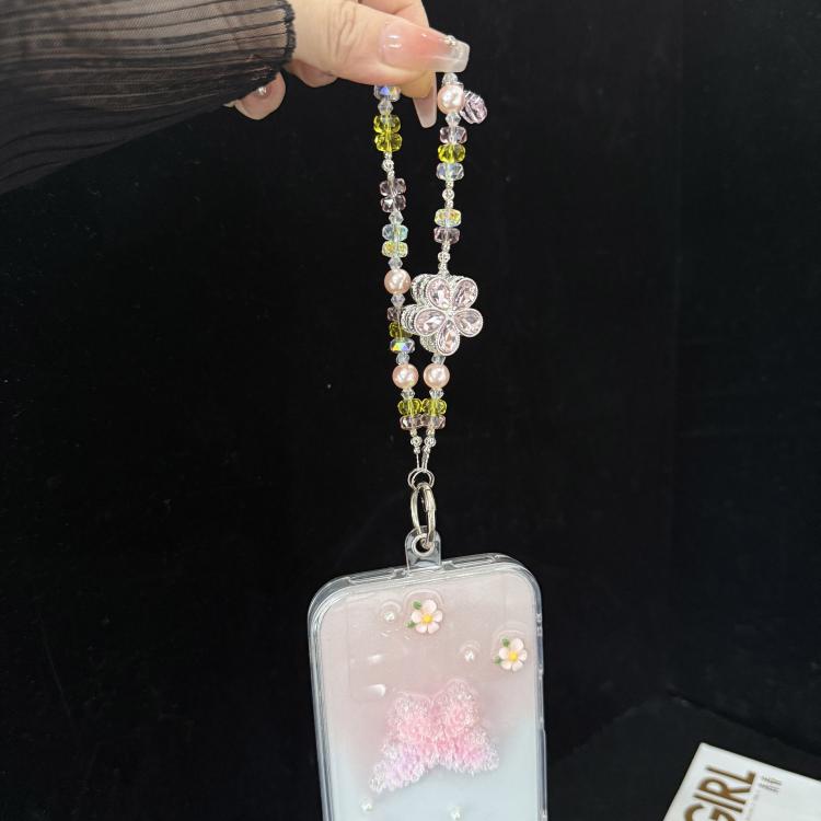Iridescent Faceted Cherry Blossom Beaded Crystal Chain, Pink, Blue, Multicolor