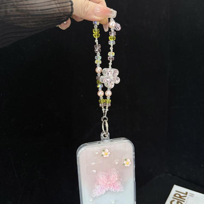 Iridescent Faceted Cherry Blossom Beaded Crystal Chain, Pink, Blue, Multicolor