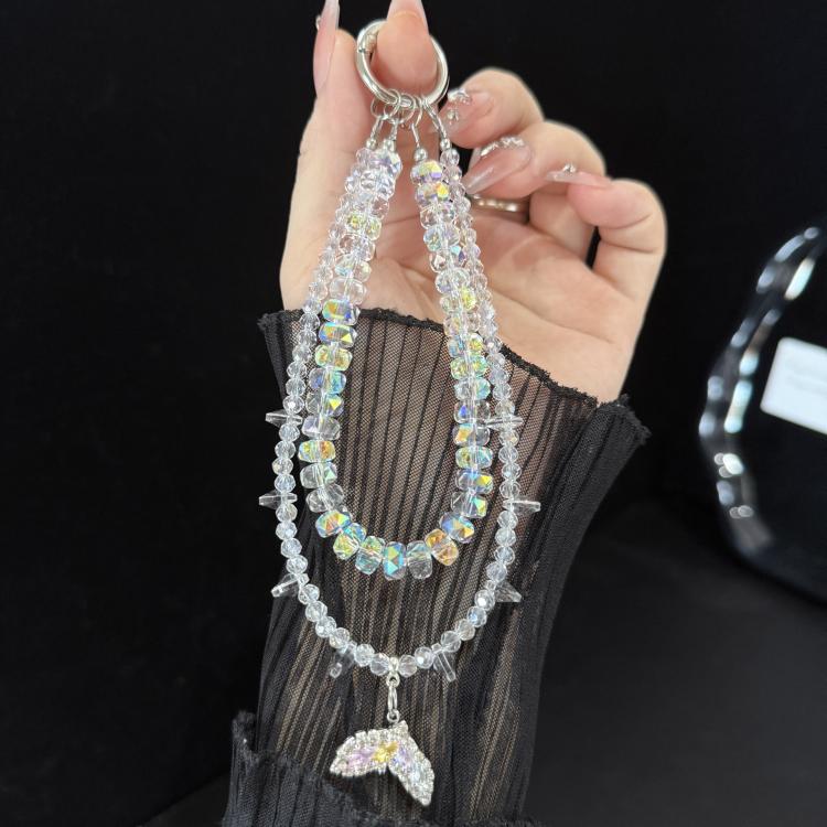 Neon Cube Candy Mermaid Tail Crystal Chain, White, Multicolor, Pink