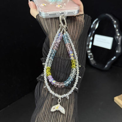 Neon Cube Candy Mermaid Tail Crystal Chain, White, Multicolor, Pink