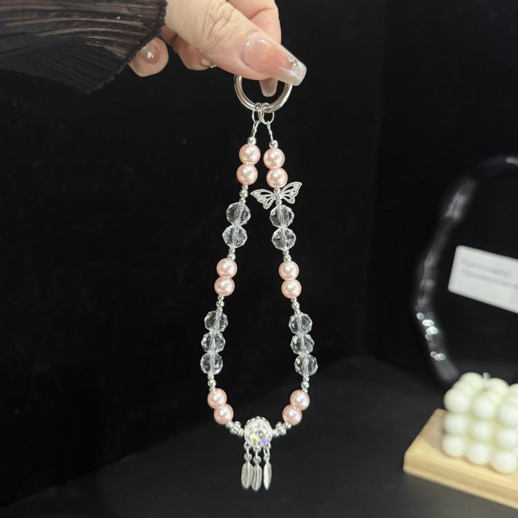 Dreamcatcher Butterfly Pearl Crystal Chain, White, Blue, Pink