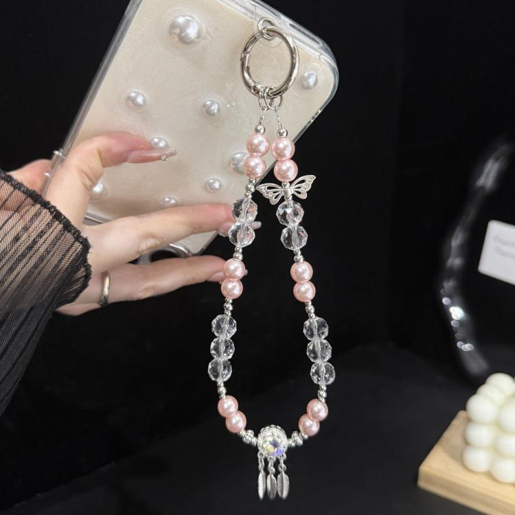 Dreamcatcher Butterfly Pearl Crystal Chain, White, Blue, Pink