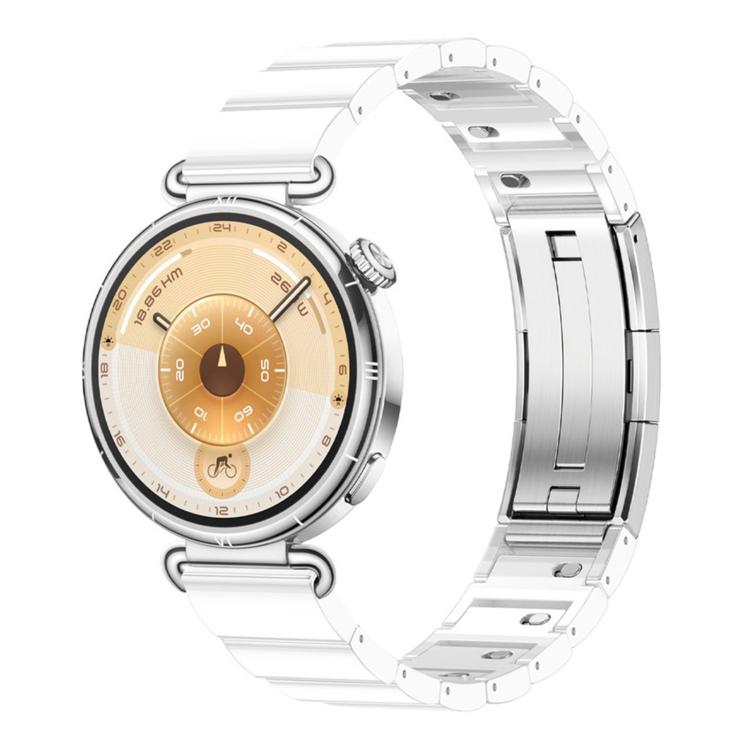 One Bead Dual Press Folding Buckle Quick Release Link Ceramic Look Watch Band, 18mm, 22mm