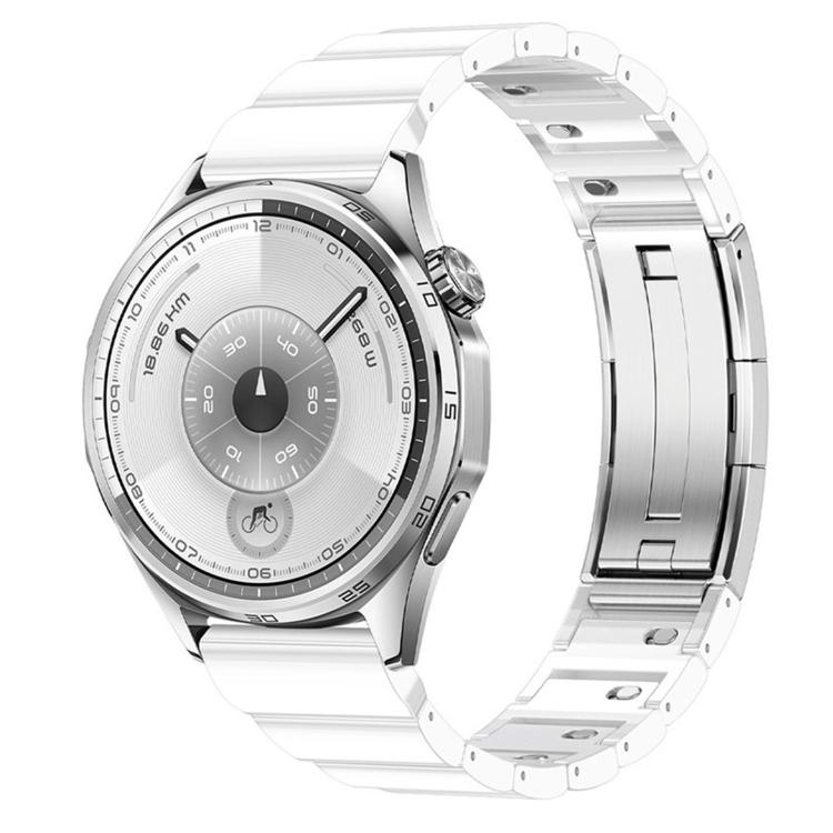 One Bead Dual Press Folding Buckle Quick Release Link Ceramic Look Watch Band, 18mm, 22mm