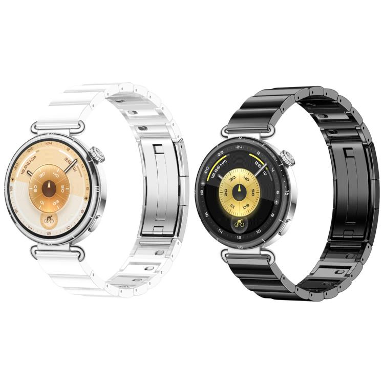 One Bead Dual Press Folding Buckle Quick Release Link Ceramic Look Watch Band, 18mm, 22mm