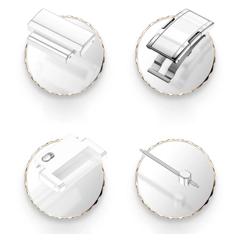 One Bead Dual Press Folding Buckle Quick Release Link Ceramic Look Watch Band, 18mm, 22mm