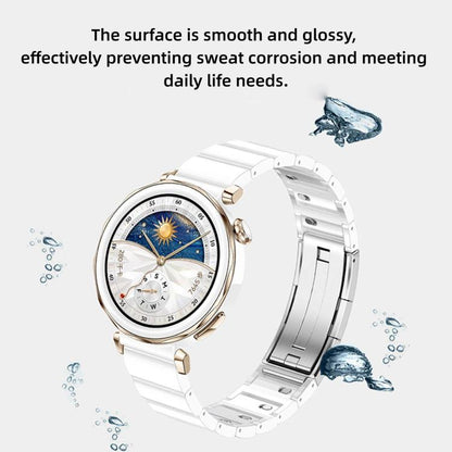 One Bead Dual Press Folding Buckle Quick Release Link Ceramic Look Watch Band, 18mm, 22mm