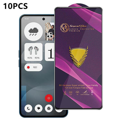 10pcs OG Purple Large-Arc Anti-Static High-Alumina Screen-Printed HD Tempered Glass Film, For Nothing Phone 4a Pro, For Nothing Phone 4a, For Nothing Phone 3a, For Nothing Phone 3a Pro