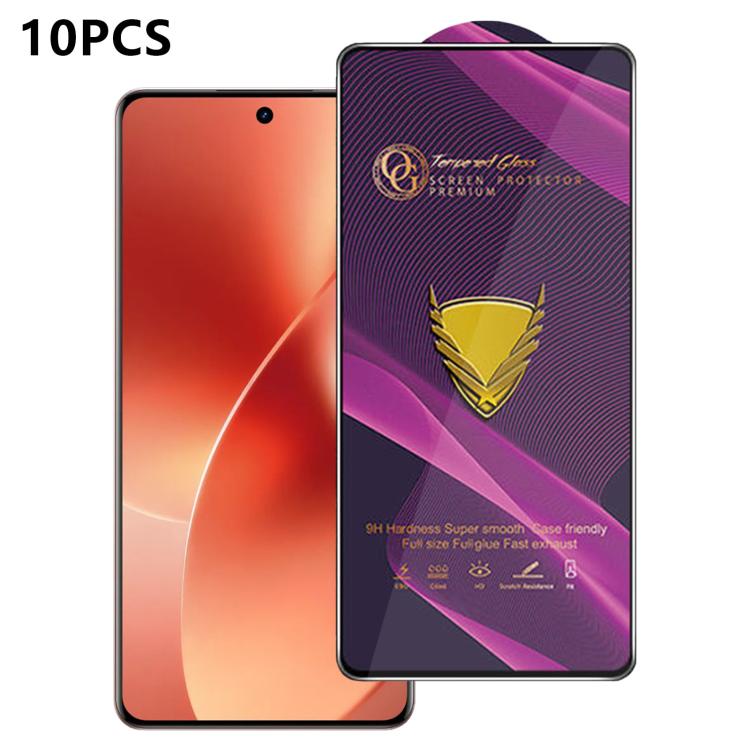 10pcs OG Purple Large-Arc Anti-Static High-Alumina Screen-Printed HD Tempered Glass Film, For Realme C100i 4G, For Realme C100x 4G, For Realme C100 5G, For Realme Narzo 100 Lite 5G, For Realme P4 Lite 5G, For Realme Note 80 4G, For Realme C83 5G       ...