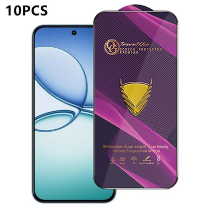 10pcs OG Purple Large-Arc Anti-Static High-Alumina Screen-Printed HD Tempered Glass Film, For Realme C100i 4G, For Realme C100x 4G, For Realme C100 5G, For Realme Narzo 100 Lite 5G, For Realme P4 Lite 5G, For Realme Note 80 4G, For Realme C83 5G       ...
