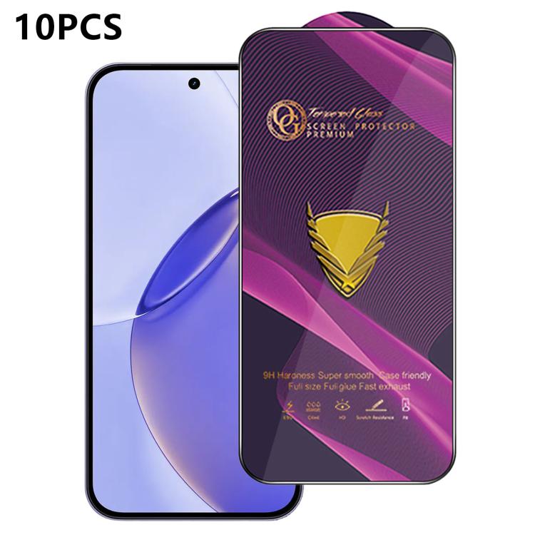 10pcs OG Purple Large-Arc Anti-Static High-Alumina Screen-Printed HD Tempered Glass Film, For Realme C100i 4G, For Realme C100x 4G, For Realme C100 5G, For Realme Narzo 100 Lite 5G, For Realme P4 Lite 5G, For Realme Note 80 4G, For Realme C83 5G       ...