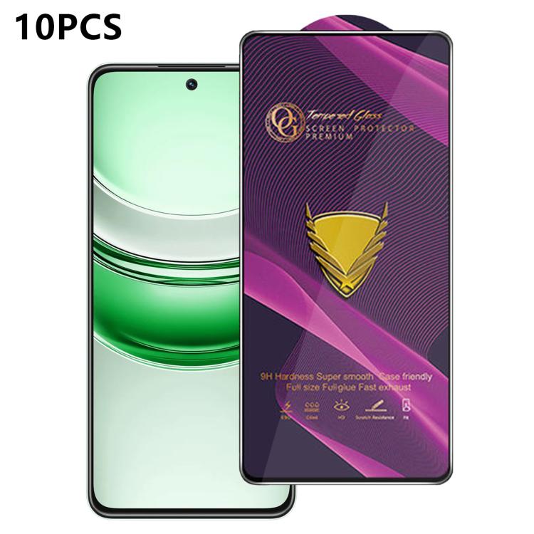 10pcs OG Purple Large-Arc Anti-Static High-Alumina Screen-Printed HD Tempered Glass Film, For Realme C100i 4G, For Realme C100x 4G, For Realme C100 5G, For Realme Narzo 100 Lite 5G, For Realme P4 Lite 5G, For Realme Note 80 4G, For Realme C83 5G       ...