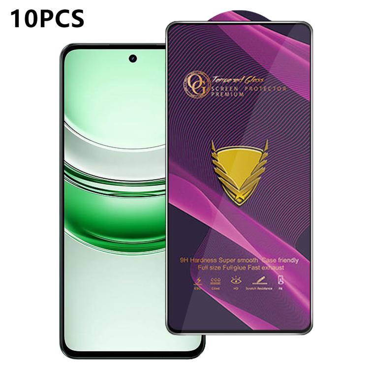 10pcs OG Purple Large-Arc Anti-Static High-Alumina Screen-Printed HD Tempered Glass Film, For Realme C100i 4G, For Realme C100x 4G, For Realme C100 5G, For Realme Narzo 100 Lite 5G, For Realme P4 Lite 5G, For Realme Note 80 4G, For Realme C83 5G       ...