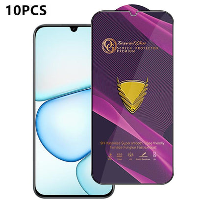 10pcs OG Purple Large-Arc Anti-Static High-Alumina Screen-Printed HD Tempered Glass Film, For Realme C100i 4G, For Realme C100x 4G, For Realme C100 5G, For Realme Narzo 100 Lite 5G, For Realme P4 Lite 5G, For Realme Note 80 4G, For Realme C83 5G       ...