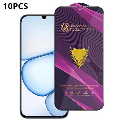 10pcs OG Purple Large-Arc Anti-Static High-Alumina Screen-Printed HD Tempered Glass Film, For Realme C100i 4G, For Realme C100x 4G, For Realme C100 5G, For Realme Narzo 100 Lite 5G, For Realme P4 Lite 5G, For Realme Note 80 4G, For Realme C83 5G       ...