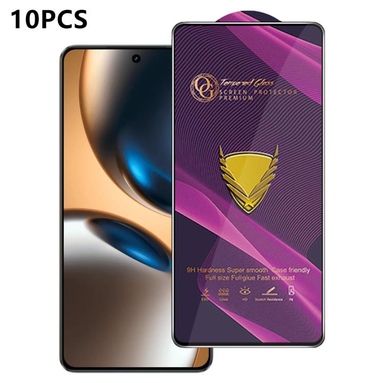 10pcs OG Purple Large-Arc Anti-Static High-Alumina Screen-Printed HD Tempered Glass Film, For Realme C100i 4G, For Realme C100x 4G, For Realme C100 5G, For Realme Narzo 100 Lite 5G, For Realme P4 Lite 5G, For Realme Note 80 4G, For Realme C83 5G       ...