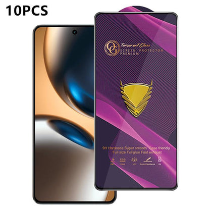 10pcs OG Purple Large-Arc Anti-Static High-Alumina Screen-Printed HD Tempered Glass Film, For Realme C100i 4G, For Realme C100x 4G, For Realme C100 5G, For Realme Narzo 100 Lite 5G, For Realme P4 Lite 5G, For Realme Note 80 4G, For Realme C83 5G       ...